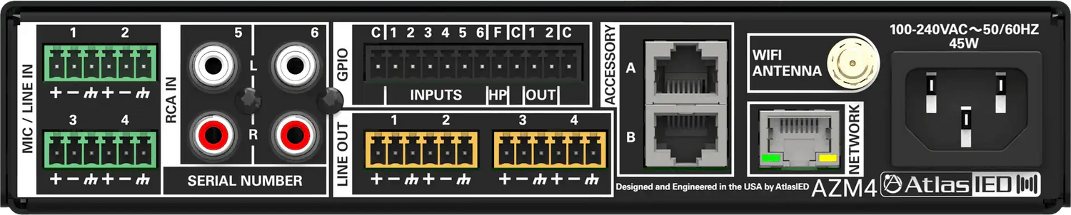Atlas Sound AZM4 Atmosphere 4-Zone Audio Processor Audio Signal Processing AtlasIED