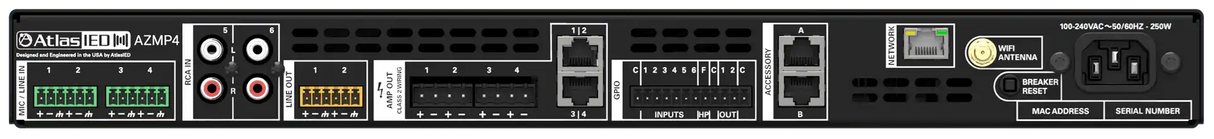 Atlas Sound AZMP4 Atmosphere™ 4-Zone Signal Processor with 600-Watt Amplifier Audio Signal Processing AtlasIED