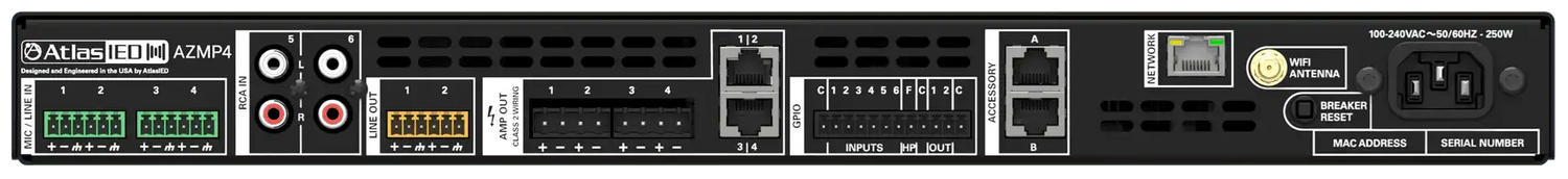 Atlas Sound AZMP4 Atmosphere™ 4-Zone Signal Processor with 600-Watt Amplifier Audio Signal Processing AtlasIED