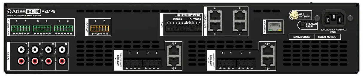 Atlas Sound AZMP8 Atmosphere™ 8-Zone Signal Processor with 1200-Watt Amplifier Audio Signal Processing AtlasIED