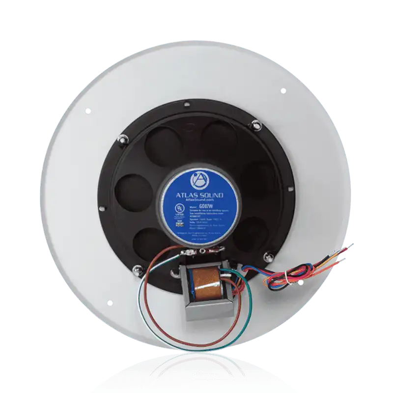 Atlas Sound DD87W-HC 8" In-Ceiling Coaxial Speaker with 70.7V 8-Watt Transformer, Baffle, and Hyfidrophobic™ Treatment Coating Speakers AtlasIED