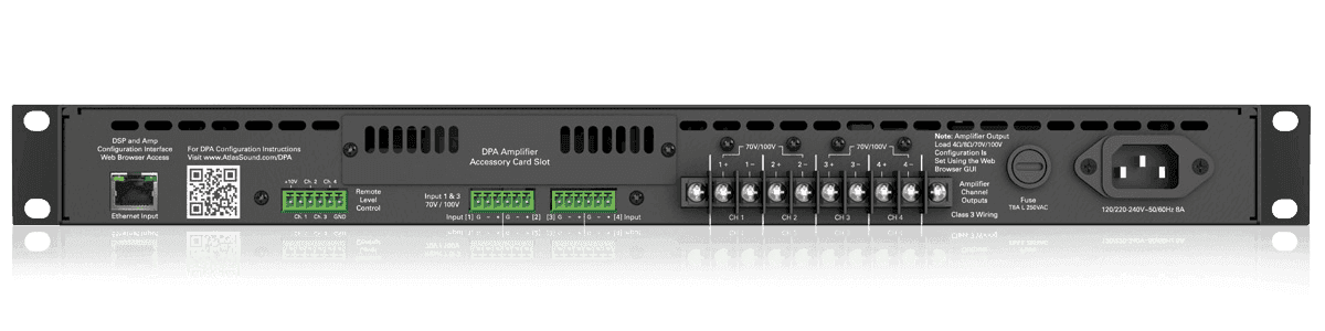 Atlas Sound DPA1202 1200-Watt Networkable Multi-Channel Power Amplifier with Optional Dante™ Network Audio Audio Amplifiers AtlasIED