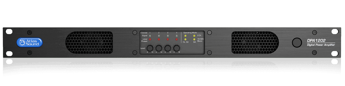 Atlas Sound DPA1202 1200-Watt Networkable Multi-Channel Power Amplifier with Optional Dante™ Network Audio Audio Amplifiers AtlasIED