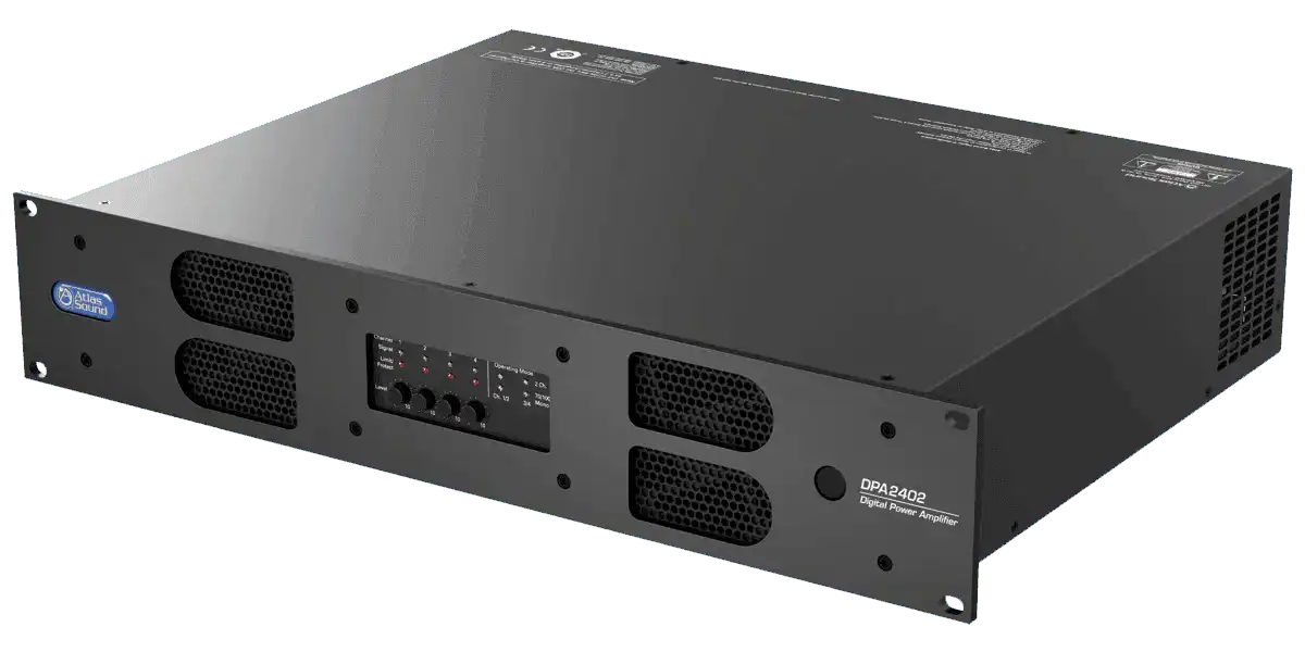 Atlas Sound DPA2402 2400-Watt Networkable Multi-Channel Power Amplifier with Optional Dante™ Network Audio Audio Amplifiers AtlasIED