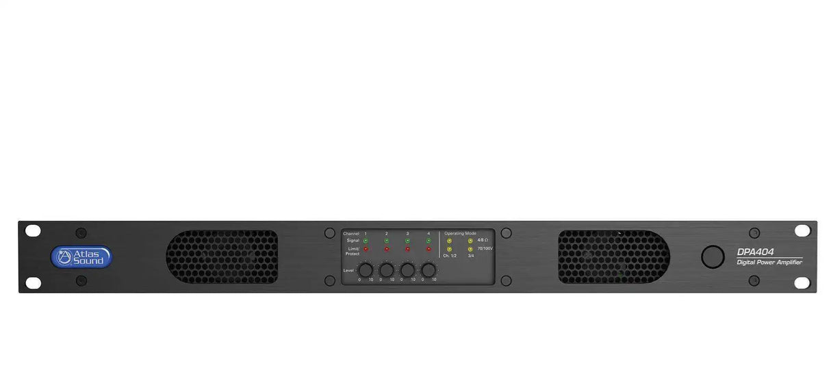 Atlas Sound DPA404 400-Watt Networkable 4-Channel Power Amplifier with Optional Dante™ Network Audio Audio Amplifiers AtlasIED