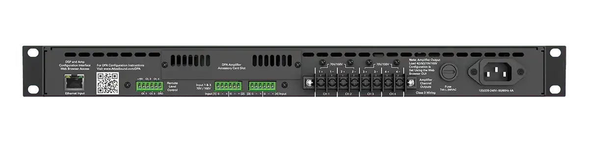 Atlas Sound DPA602 600-Watt Networkable Multi-Channel Power Amplifier with Optional Dante™ Network Audio Audio Amplifiers AtlasIED