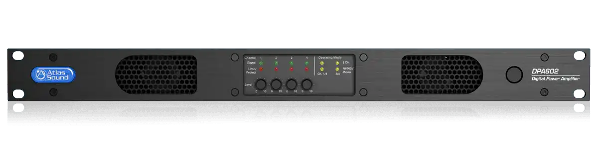 Atlas Sound DPA602 600-Watt Networkable Multi-Channel Power Amplifier with Optional Dante™ Network Audio Audio Amplifiers AtlasIED