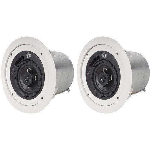 Atlas Sound FAP42T-UL2043 4" Shallow Mount Coaxial In-Ceiling Speaker with 16-Watt 70/100V Transformer and UL2043 Certification (Pair, White) Speakers AtlasIED
