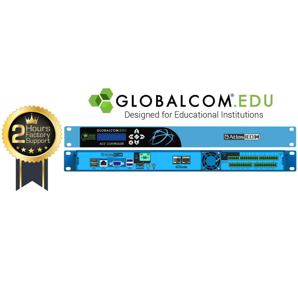 Atlas Sound IP108-D-EDU-CS GLOBALCOM®.EDU Announcement Control System with 8 Dante™ Message Channels Intercoms AtlasIED