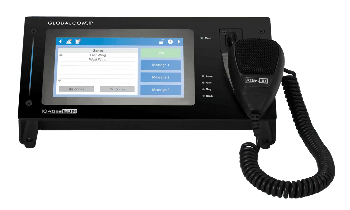 Atlas Sound IPCSDTOUCH-H GLOBALCOM®.IP Touch Screen Digital Communication Station with Dante® Message Channels and Handheld Mic Intercoms AtlasIED