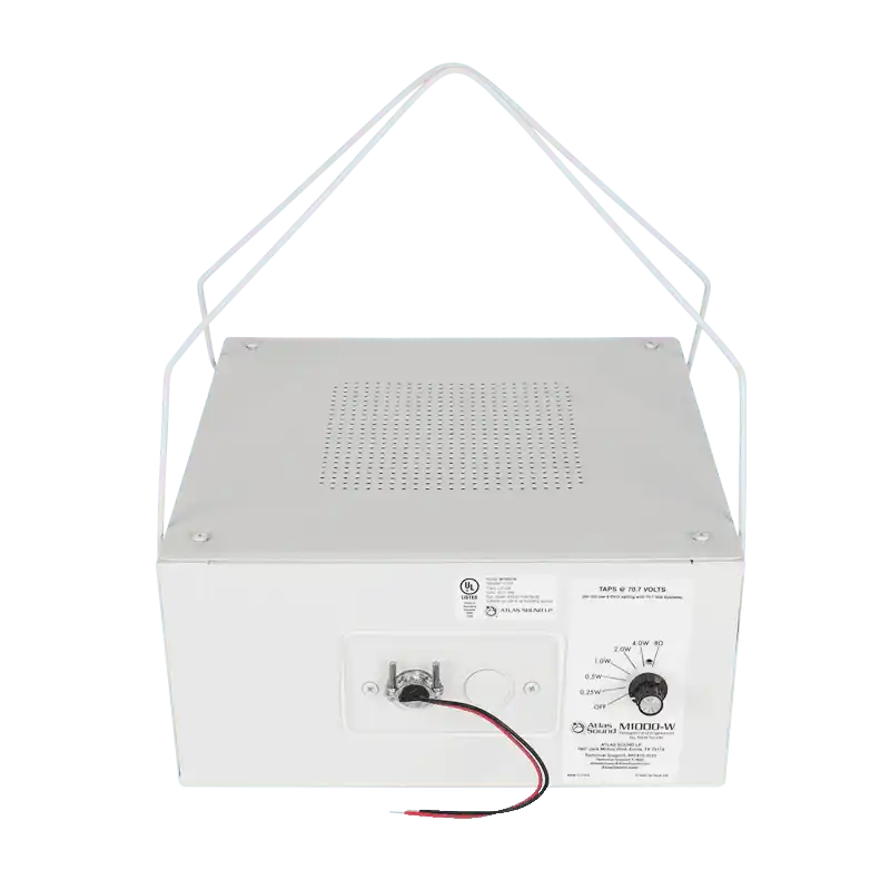 Atlas Sound M1000-W 8" Dual Cone Sound Masking Speaker with 4-Watt 70V Transformer and Enclosure (White) Sound Masking AtlasIED