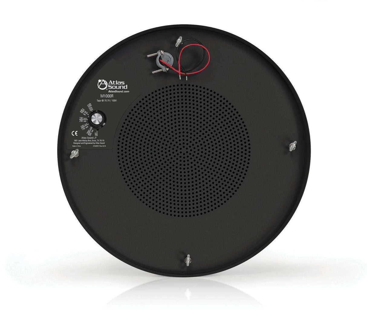 Atlas Sound M1000R 8" Dual Cone Sound Masking Speaker with 4-Watt 70V Transformer and Enclosure (Black, Round) Sound Masking AtlasIED