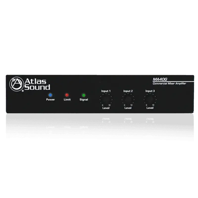 Atlas Sound MA40G 3-Input, 40-Watt Mixer Amplifier with Global Power Supply Audio Amplifiers AtlasIED