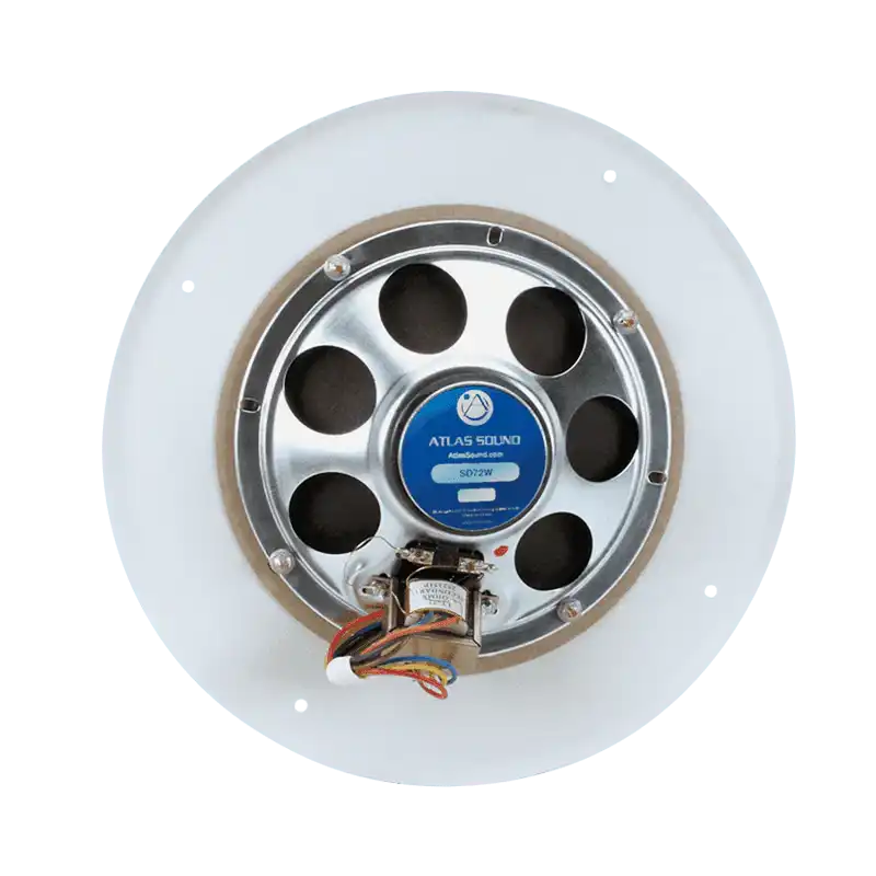 Atlas Sound SD72W 8" Dual Cone Loudspeaker with Transformer and Model 62-8 Baffle System (White) Speakers AtlasIED
