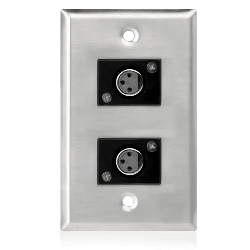 Atlas Sound SG-XLR-F2 Single Gang Stainless Steel Plate with (2) Female 3 Pin XLR Intercoms AtlasIED