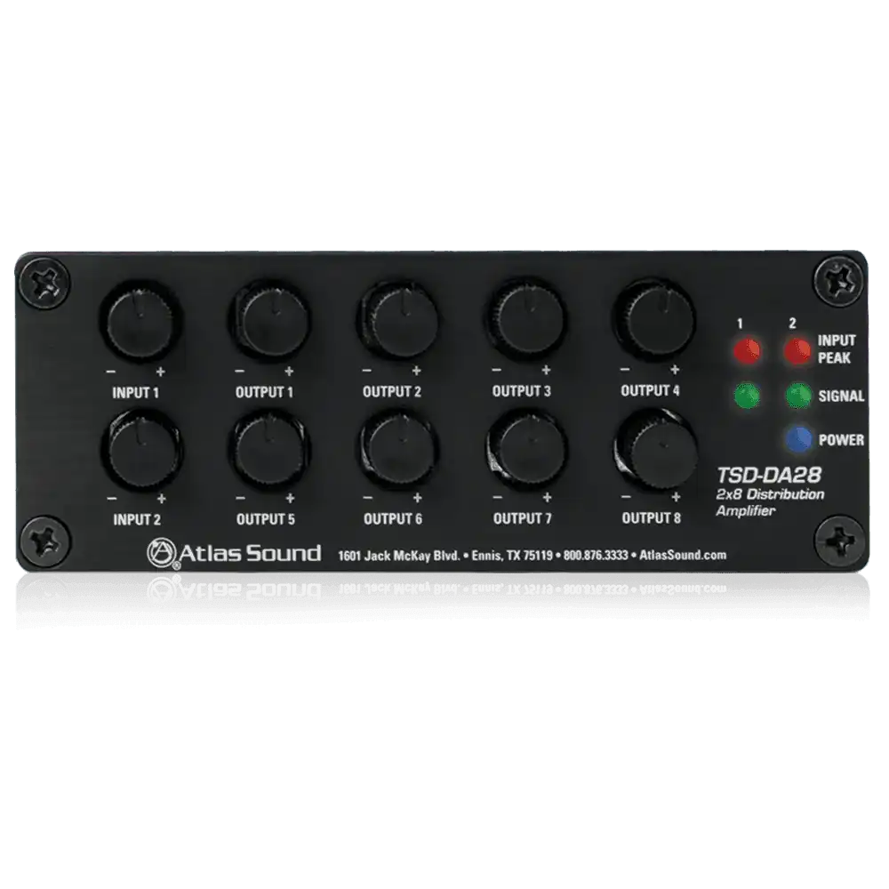 Atlas Sound TSD-DA28 2 x 8 Distribution Amplifier Audio Amplifiers AtlasIED