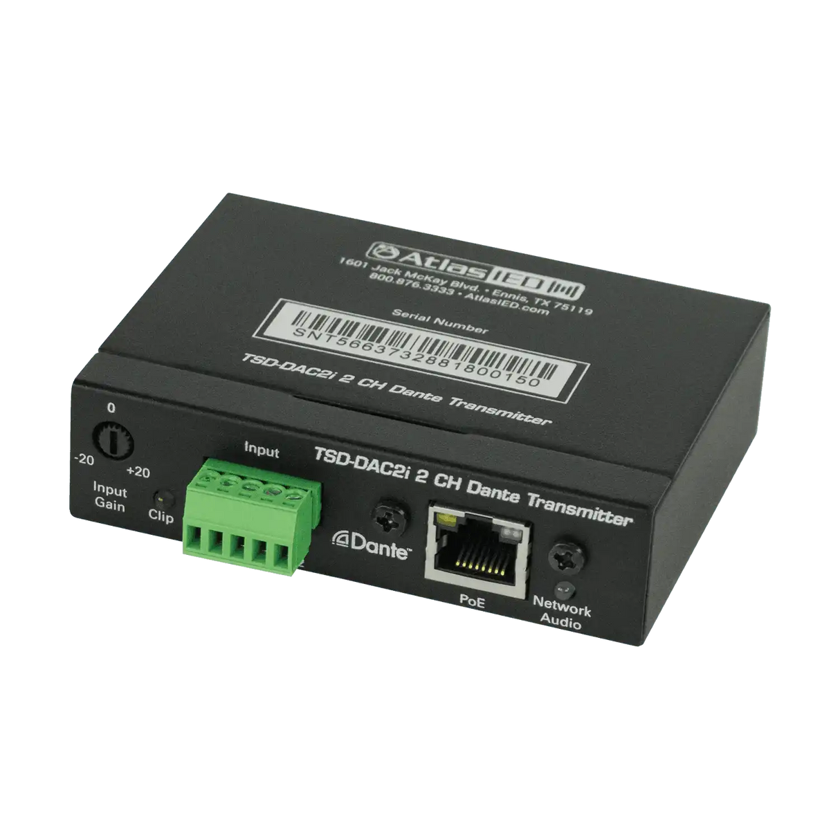 Atlas Sound TSD-DAC2I 2-Channel Balance Line Input to Dante® Interface Intercoms AtlasIED