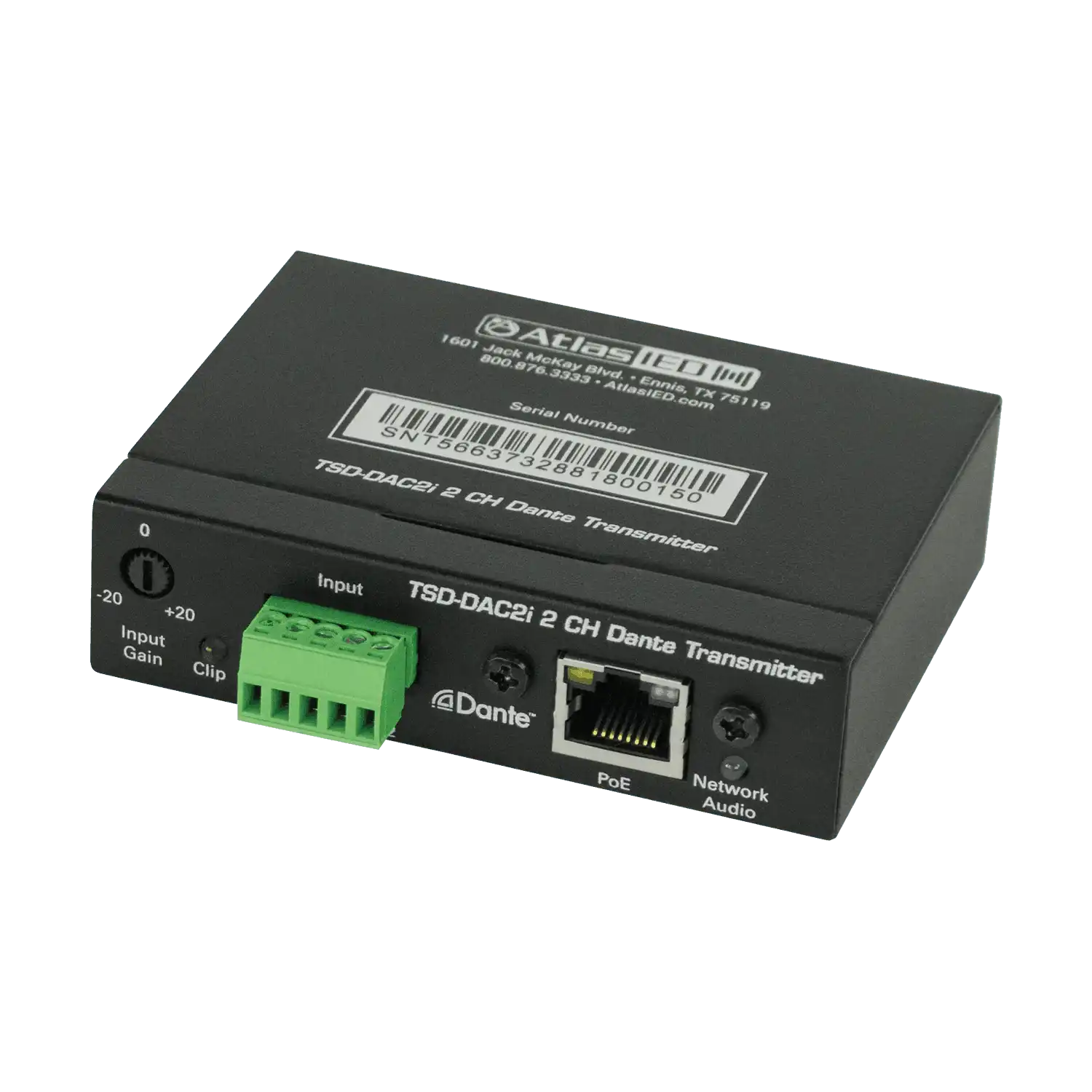 Atlas Sound TSD-DAC2I 2-Channel Balance Line Input to Dante® Interface Intercoms AtlasIED