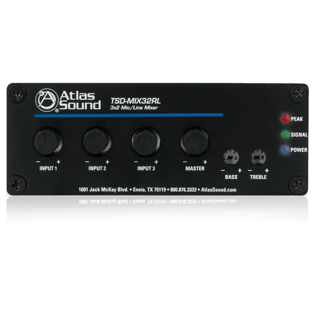 Atlas Sound TSD-MIX32RL 3x2 Stereo Line Mixer with Remote Level Audio Mixers AtlasIED