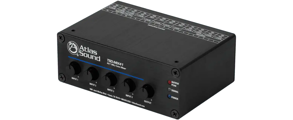 Atlas Sound TSD-MIX41 4 x 1 Mic/Line Mixer Audio Mixers AtlasIED