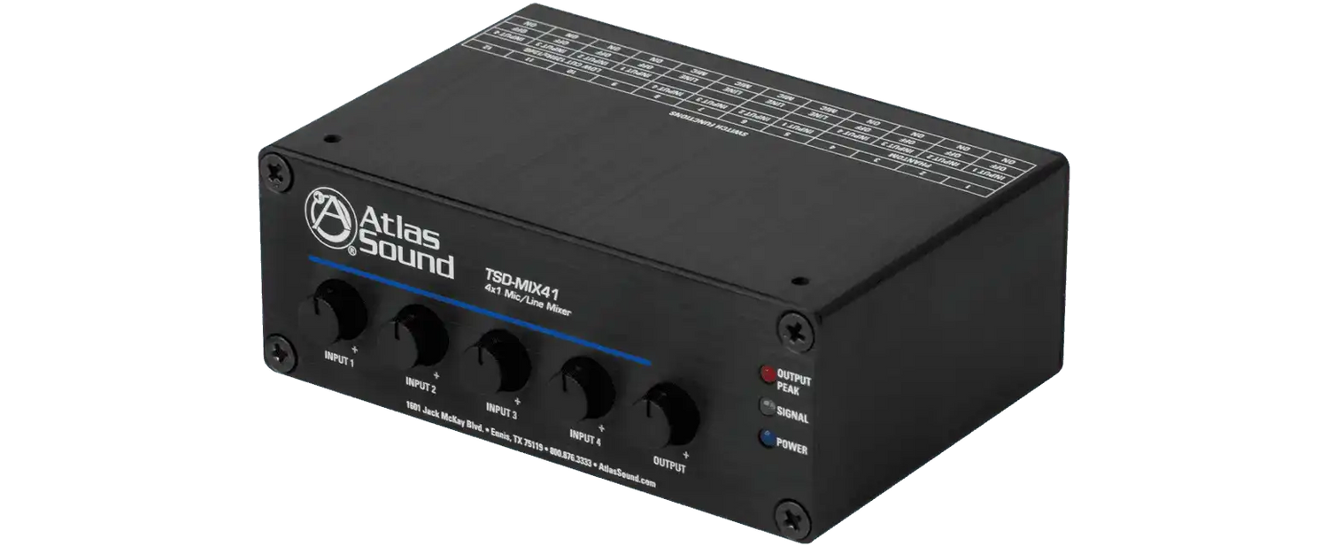 Atlas Sound TSD-MIX41 4 x 1 Mic/Line Mixer Audio Mixers AtlasIED