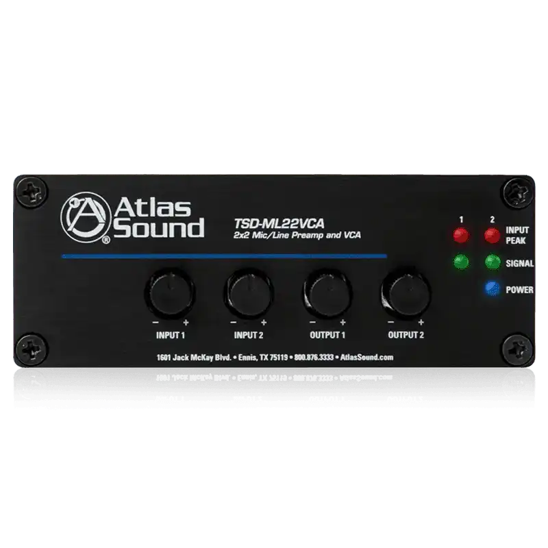 Atlas Sound TSD-ML22VCA 2 x 2 Mic/Line Preamp and VCA Microphone Accessories AtlasIED