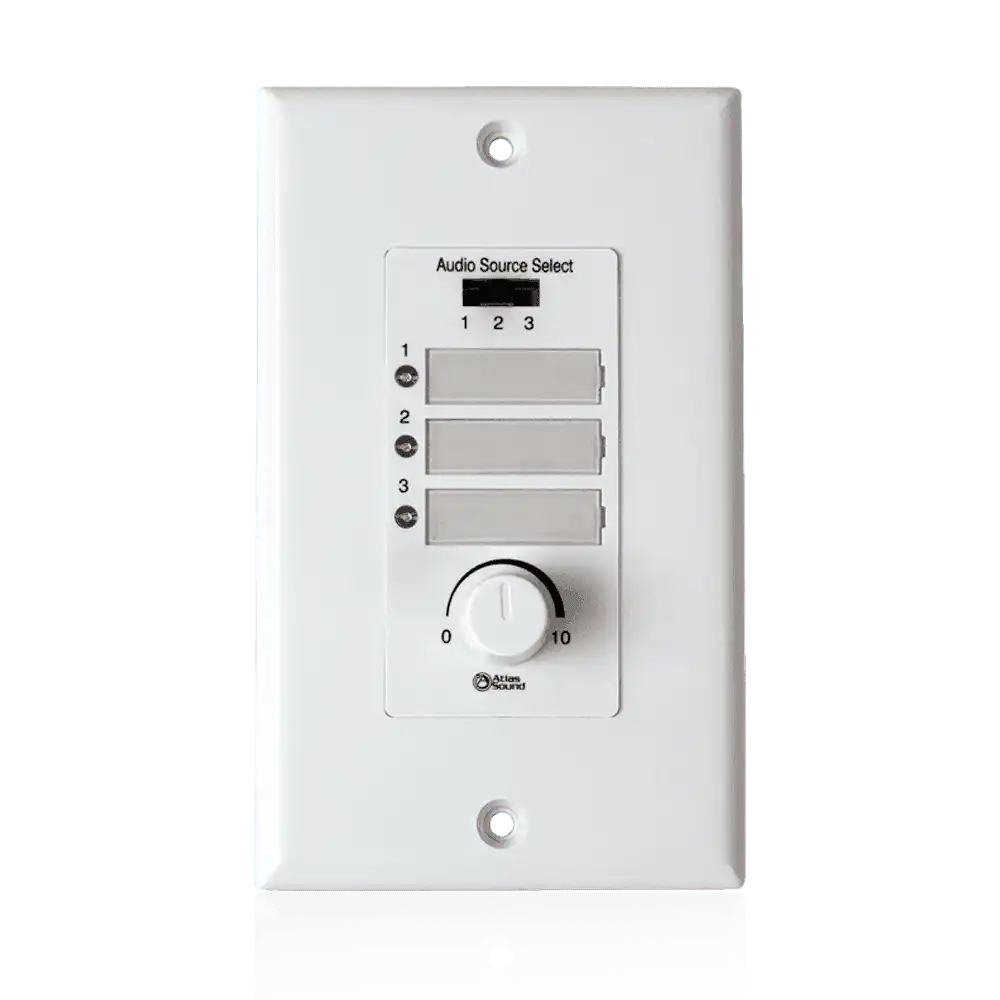 Atlas Sound WPD-RISRL Wall Plate Input Select Switch with Volume Control 10k Pot and Input Indicator Use With AAPHD Amplifiers Intercoms AtlasIED