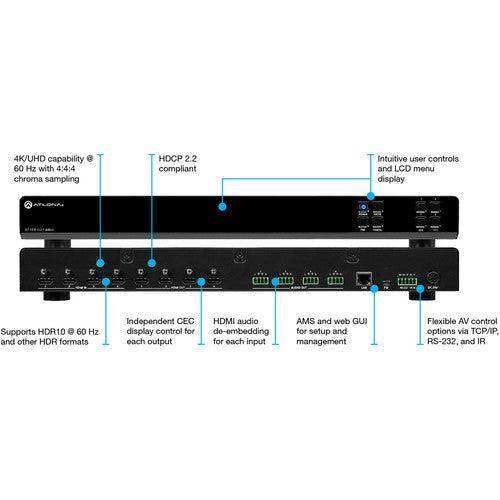 Atlona 4K HDR 4x4 HDMI Matrix Switcher - AT-HDR-H2H-44MA Video Transmitters Atlona