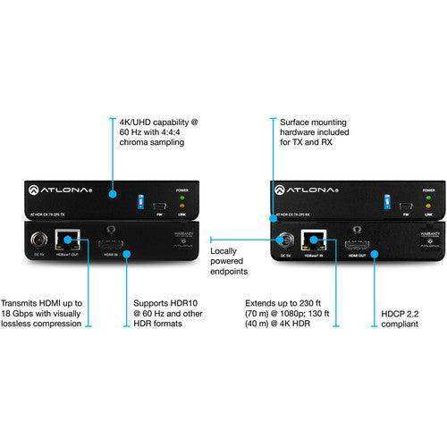 Atlona 4K HDR HDMI over HDBaseT Transmitter & Receiver Kit - AT-HDR-EX-70-2PS Video Transmitters Atlona