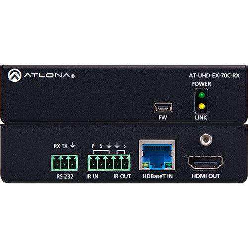 Atlona 4K/UHD HDMI Over HDBaseT Receiver with Control and PoE (70m) - AT-UHD-EX-70C-RX Video Transmitters Atlona