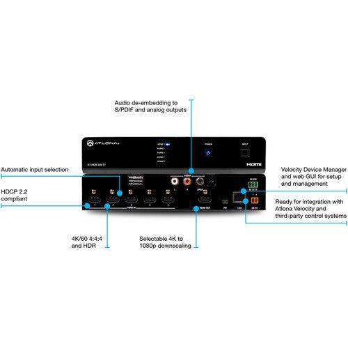 Atlona 5x1 4K HDR HDMI Matrix Switcher - AT-HDR-SW-51 Video Transmitters Atlona