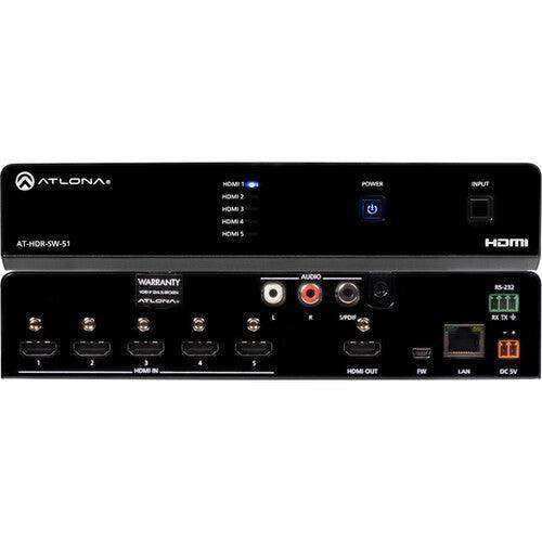 Atlona 5x1 4K HDR HDMI Matrix Switcher - AT-HDR-SW-51 Video Transmitters Atlona