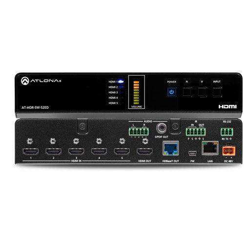 Atlona 5X2 4K/HDR HDMI 2.0b to HDBaseT Switcher with Extended Distance - AT-HDR-SW-52ED Video Transmitters Atlona