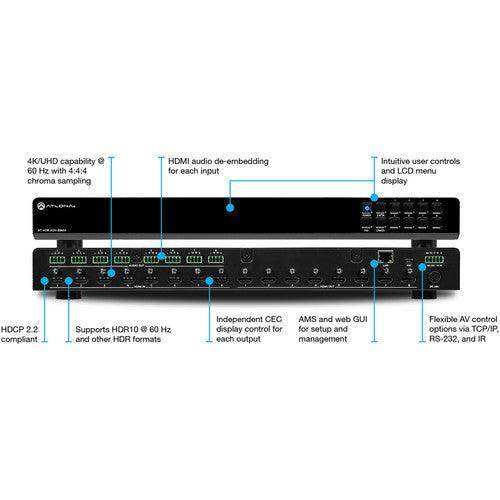 Atlona 8x8 4K/UHD HDMI Matrix Switcher - AT-HDR-H2H-88MA Video Transmitters Atlona