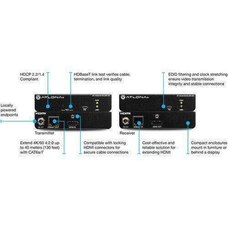 Atlona Avance 4K HDMI Transmitter and Receiver HDBaseT Extender Kit - AT-AVA-EX70-2PS-KIT Video Transmitters Atlona