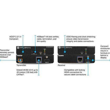 Atlona Avance UHD 4K HDMI Transmitter and Receiver Kit with Control and and Bidirectional Remote Power - AT-AVA-EX70C-KIT Video Transmitters Atlona
