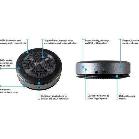 Atlona Captivate Speakerphone with USB, Bluetooth & Analog Connectivity - AT-CAP-SP100 Video Transmitters Atlona