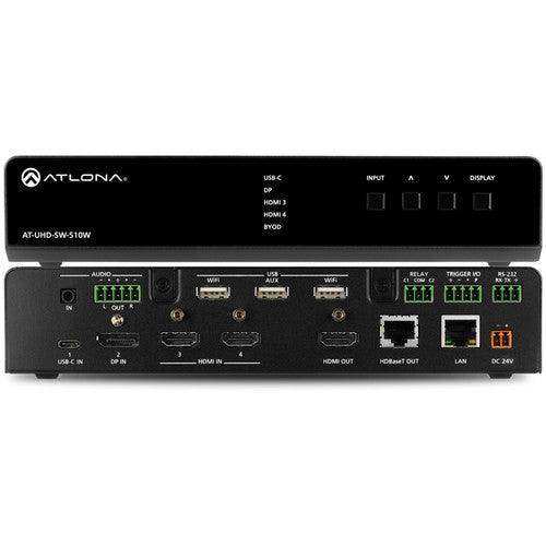 Atlona Five-Input Universal Switcher with Wireless Presentation Link - AT-UHD-SW-510W Video Transmitters Atlona