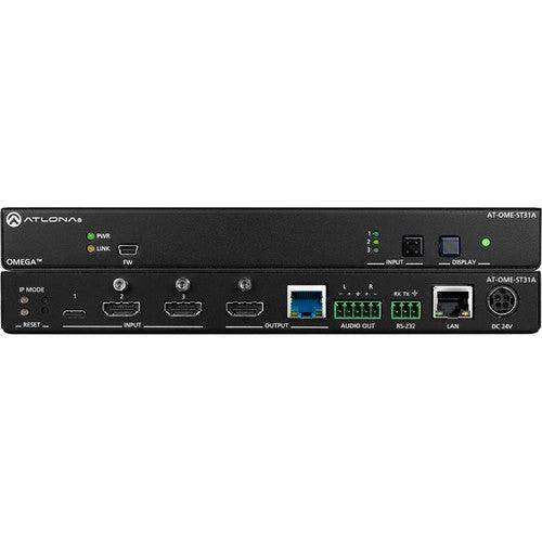 Atlona Omega 4K/UHD 3-Channel HDMI/USB-C Switcher and HDBaseT Transmitter - AT-OME-ST31A Video Transmitters Atlona