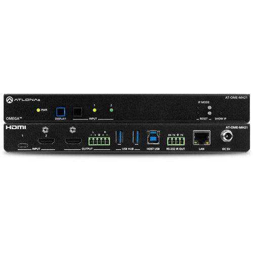 Atlona Omega 4K/UHD meeting hub with USB-C and HDMI inputs and HDMI output - AT-OME-MH21-CP Video Transmitters Atlona