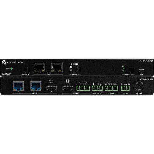 Atlona Omega 4K/UHD Receiver w/Dual HDBaseT inputs, HDRMI input and HDMI output - AT-OME-RX31 Video Transmitters Atlona