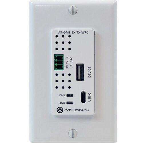 Atlona Omega Single Gang Wall Plate with USB-C Input and USB Data Support - AT-OME-EX-TX-WPC Video Transmitters Atlona