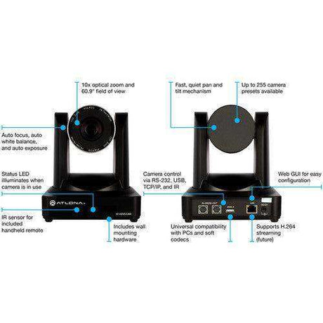 Atlona PTZ Camera with USB (White) - AT-HDVS-CAM-W Video Conferencing Atlona