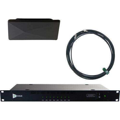 RF Venue COMB8CP-ARCB Circularly Polarized Wall or Ceiling Mounted Architectural Antenna, Black Housing with 8 Channel IEM Combiner and 25' RG8X coaxial cable Assistive Listening RF Venue