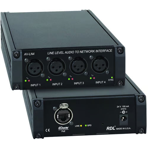 RDL AV-LN4 Line Level Audio to Network Interface-Dante Audio Components RDL