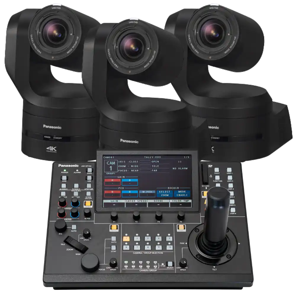 Panasonic 3x AW-UE160 PTZ Cameras w/ FREE AW-RP150 Controller (White) Production Panasonic