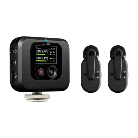 Shure MV-TWO-KIT-Z7 MoveMic Two Receiver Kit Two-Channel Wireless Lavalier Microphone System With Receiver for Mobile Devices and Cameras Microphones Shure