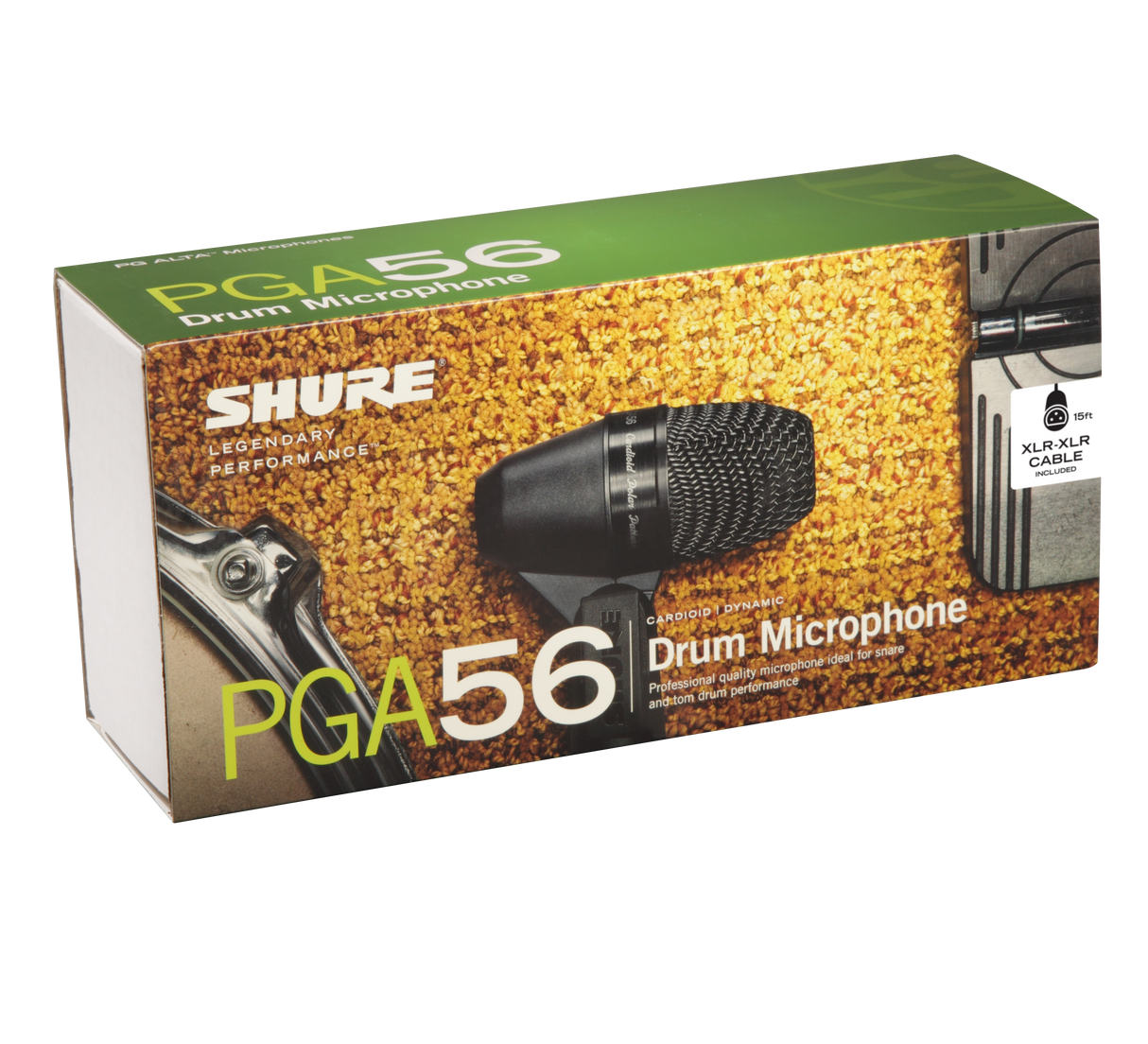 Shure PGA56-XLR Cardioid swivel-mount dynamic snare/tom microphone - AP56DM drum mount, XLR-XLR cable Microphones Shure