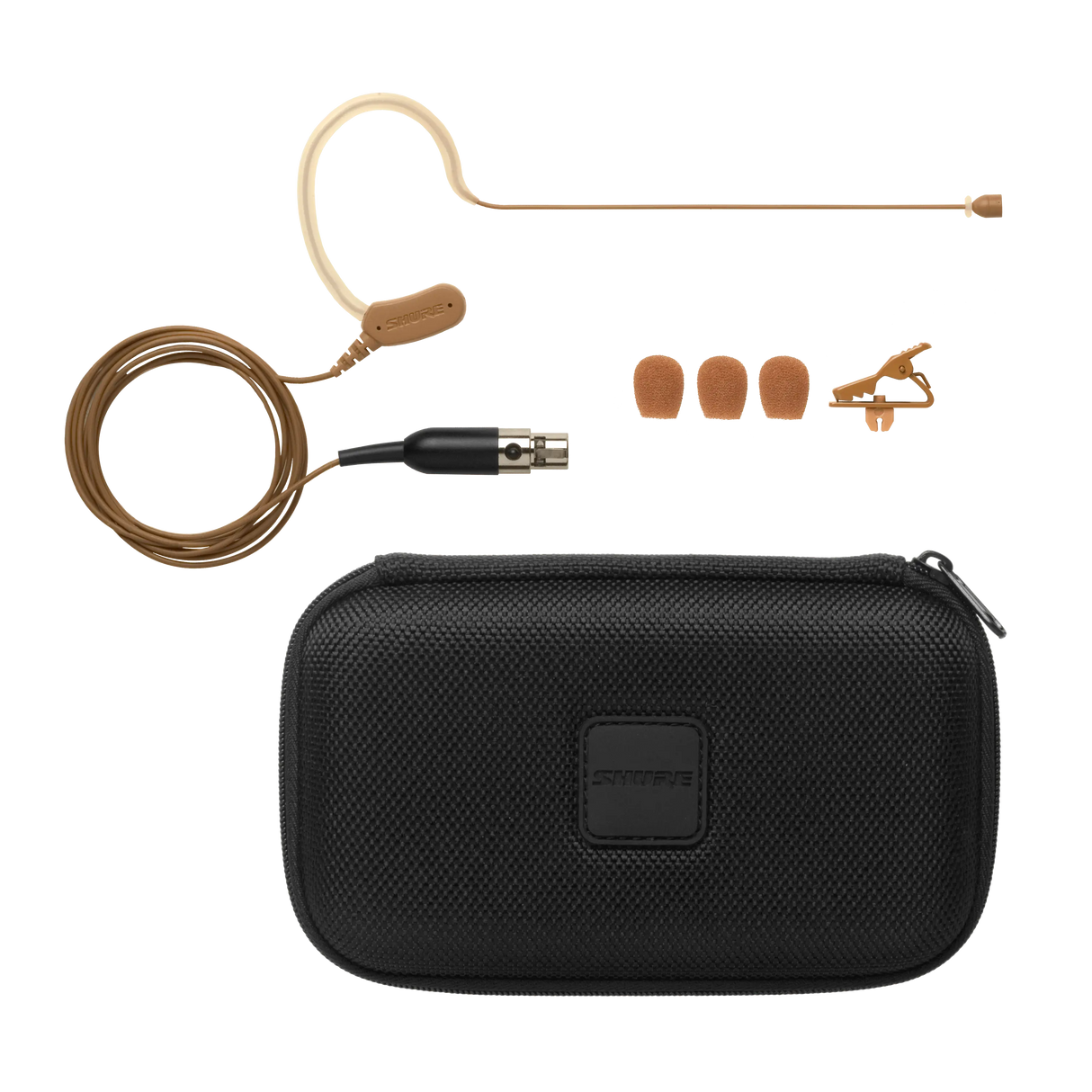 Shure MX153T/O-TQG Omnidirectional Earset Headworn Microphone (Tan) Microphones Shure