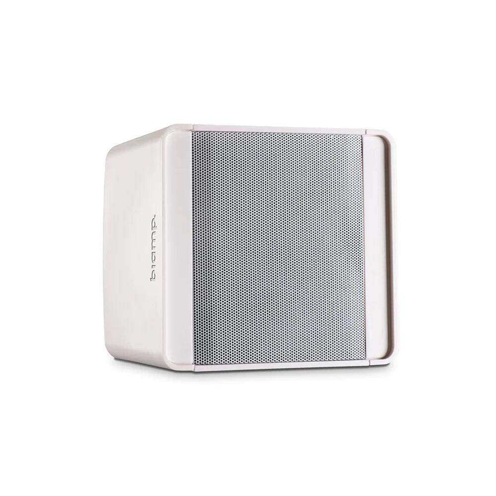 Biamp Desono KUBO3T 3" compact design full range surface mount loudspeaker, 70 - 100 volt / 10 watts or 16 ohms / 40 watts, mounting bracket and safety cable included (Pair, White) - 911.0686.900 Speakers Biamp